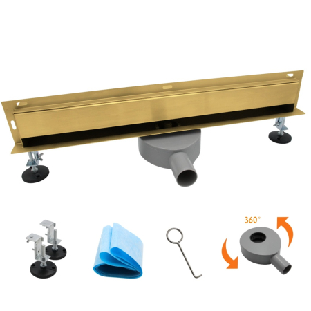 Odpływ liniowy ŚCIENNY ZŁOTY OBROTOWY 360° - 120 cm